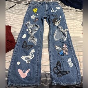 Custom Painted Butterfly Jeans